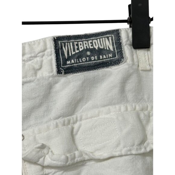 Vilebrequin Men's White Linen Pants Straight Leg Classic Resort Pockets Size L - Picture 6 of 16